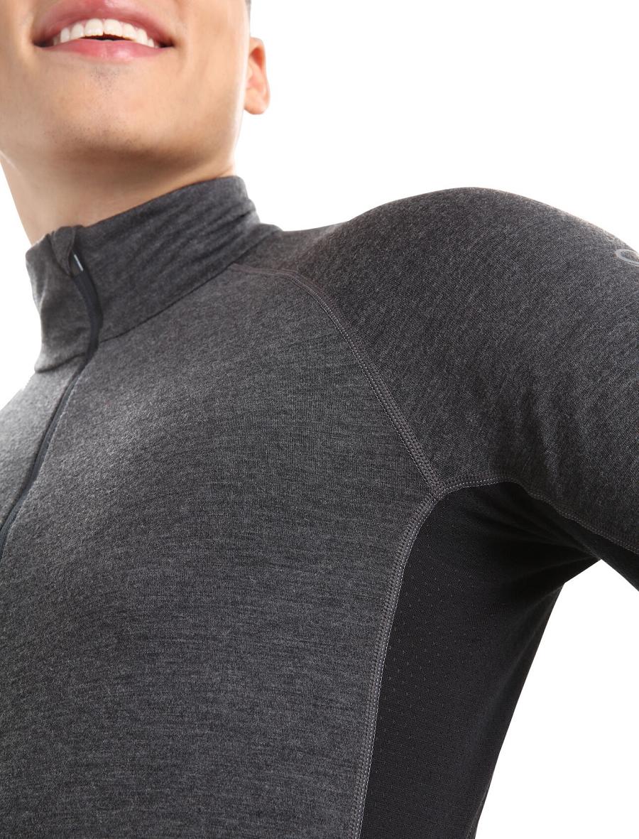 Icebreaker BodyfitZone™ Merino 260 Zone Long Sleeve Half Zip Thermal Top Férfi Base Layers Fekete | HU 1349LISH